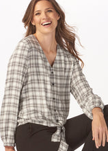 Load image into Gallery viewer, Charlie Paige - Plaid Tie Front Blouse

