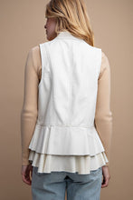 Load image into Gallery viewer, Faux Leather &amp; Woven Peplum Vest
