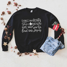 Load image into Gallery viewer, *INCLUDES EXTENDED SIZES* Give Like Santa, Love Like Jesus Graphic Sweatshirt
