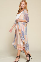 Load image into Gallery viewer, Quilt Pattern Mesh Maxi Kimono-cardigan
