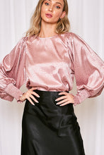 Load image into Gallery viewer, Balloon Sleeve Satin Blouse - Rosette Pink
