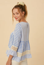 Load image into Gallery viewer, Gingham Contrast Ruffle Top

