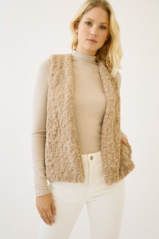Shearling Vest - Taupe