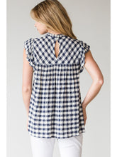Load image into Gallery viewer, Gingham Ruffle Cap Sleeve Top
