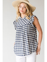 Load image into Gallery viewer, Gingham Ruffle Cap Sleeve Top
