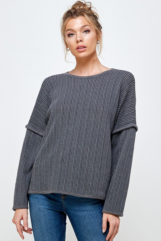 Two-tone Stripe Sweater