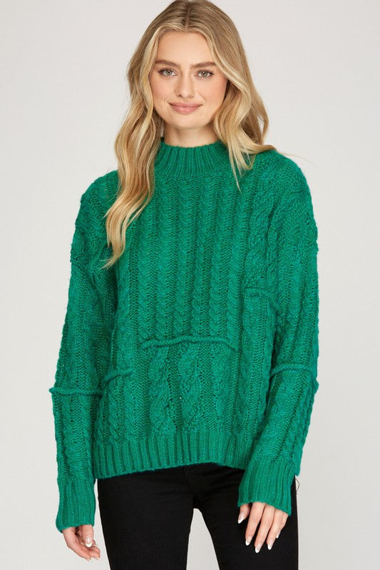 Mixed Cable Knit Pullover Sweater